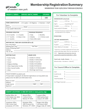 Girl Scouts Membership Registration Form