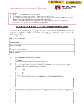 Diploma of Languages Supplementary Form