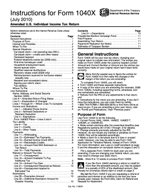 Instructions for Form 1040X