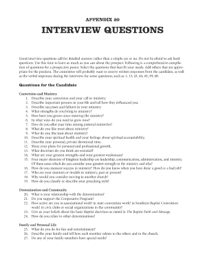 INTERVIEW QUESTIONS - bivocational