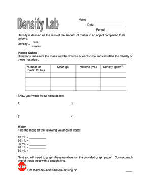 Science Lab Density Experiment Worksheet