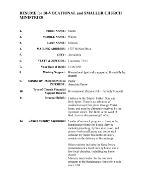Pastor Resume Template