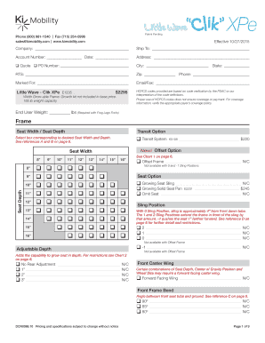 Wheelchair Configuration Form