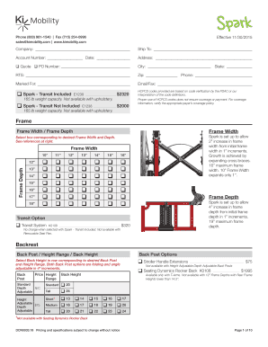Spark Wheelchair Order Form