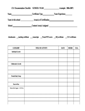 Teacher Portfolio Checklist