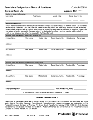 Louisiana Beneficiary Designation Form