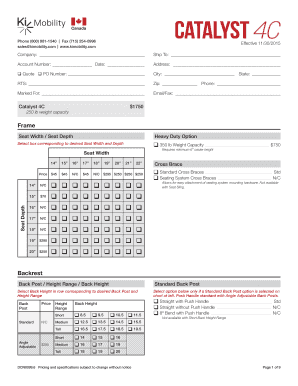Catalyst 4C Wheelchair Configuration Form