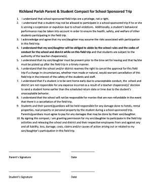 Richland Parish Field Trip Permission and Compact