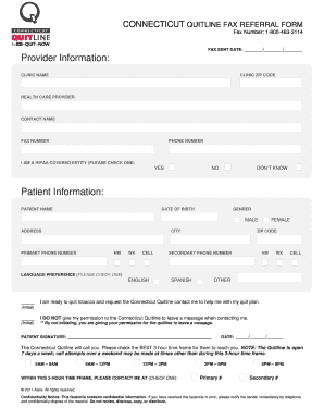Connecticut Quitline Fax Referral Form