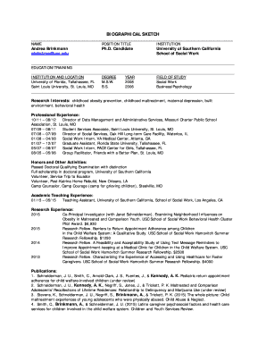 Biographical Sketch Form