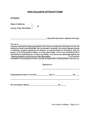 Non-Collusive Affidavit Form