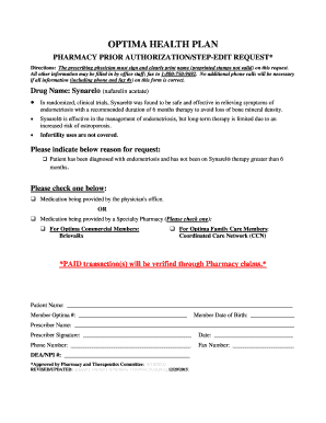 Pharmacy Prior Authorization Request for Synarel