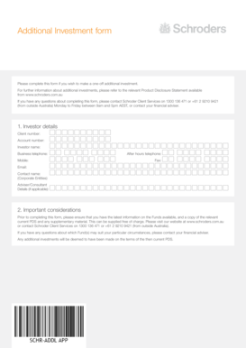 Additional Investment Form