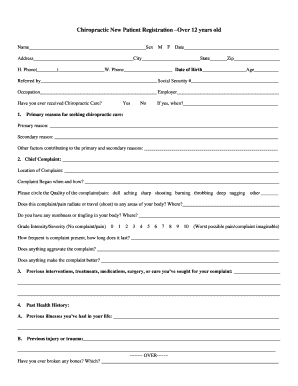 Chiropractic New Patient Registration Form