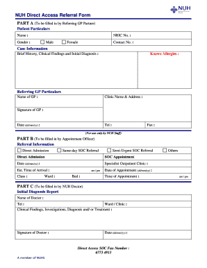 NUH Direct Access Referral Form