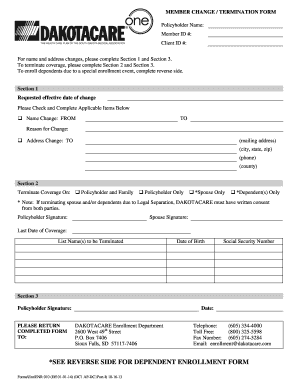 Member Change or Termination Form