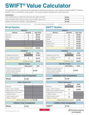 SWIFT® Wireless System Cost Calculator Form