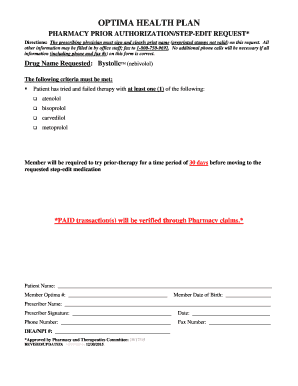 Pharmacy Prior Authorization Request Form