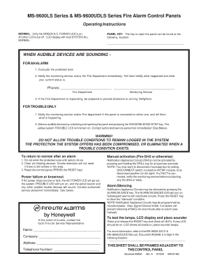 Fire Alarm Control Panel Operating Instructions