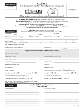 KIDBASE Child Emergency Medical Form