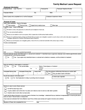Family Medical Leave Request Form