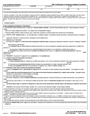 FMLA Certification of Employee Medical Condition