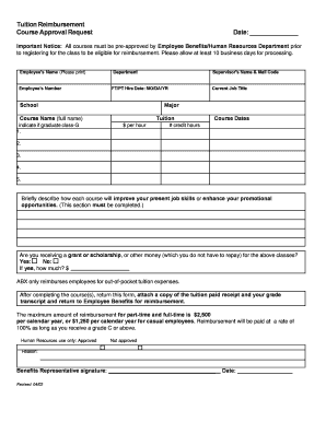 Tuition Reimbursement Course Approval Request