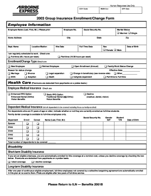 2003 Group Insurance Enrollment/Change Form