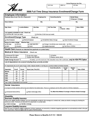 2005 Full-Time Group Insurance Enrollment/Change Form