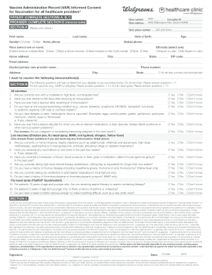 Vaccine Administration Record Informed Consent