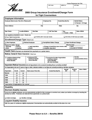 2005 Group Insurance Enrollment/Change Form for Flight Crewmembers