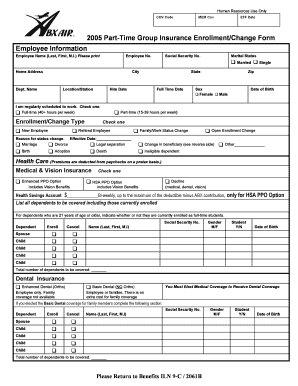 2005 Part-Time Group Insurance Enrollment/Change Form