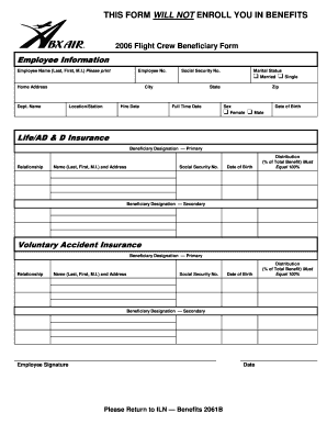 2006 Flight Crew Beneficiary Form