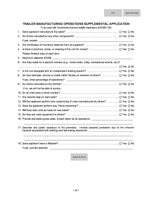 Trailer Manufacturing Operations Supplemental Application