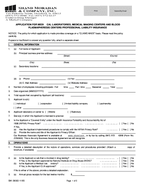 Medical Lab Professional Liability Insurance Application