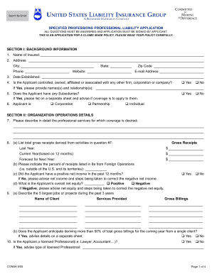 Professional Liability Insurance Application