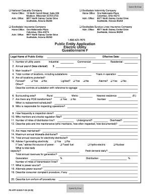 Public Entity Electric Utility Questionnaire