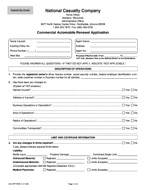 Commercial Automobile Renewal Application