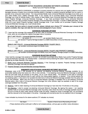 Mississippi Uninsured Motorists Coverage Notice