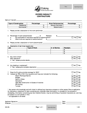 Excess Casualty Contractors Form