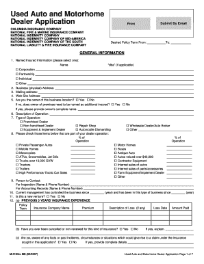 Used Auto and Motorhome Dealer Application