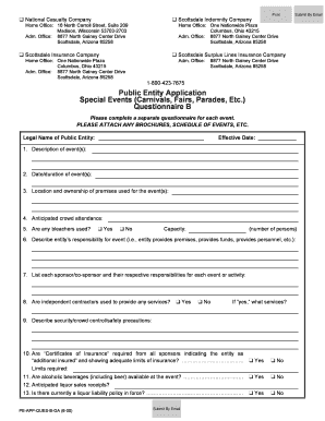 Public Entity Special Events Questionnaire