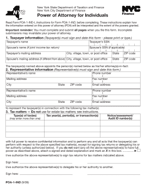 New York Power of Attorney for Individuals