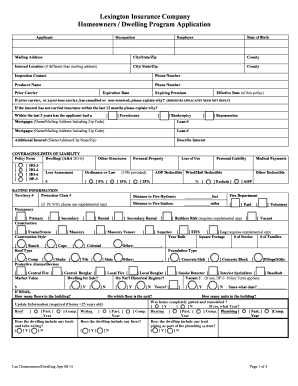 Lexington Insurance Homeowners Application