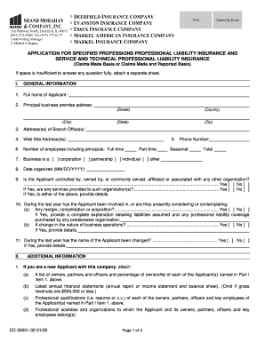Professional Liability Insurance Application