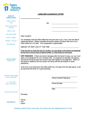 Landlord Clearance Letter