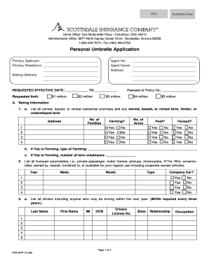Personal Umbrella Liability Application