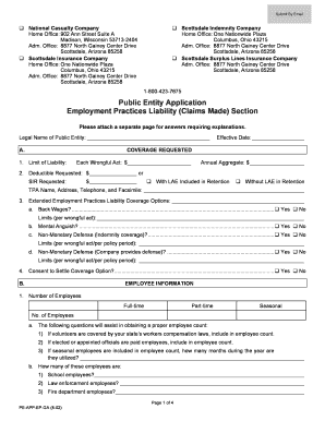 Public Entity Employment Practices Liability Application