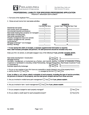 Professional Liability Application for Property Managers