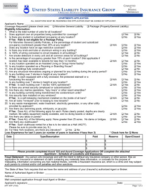 Apartment Liability Insurance Application